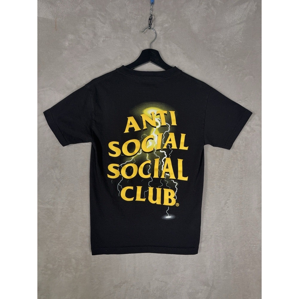 Anti Social Social Club T Shirt Mens Small Black Lightning Graphic Streetwear